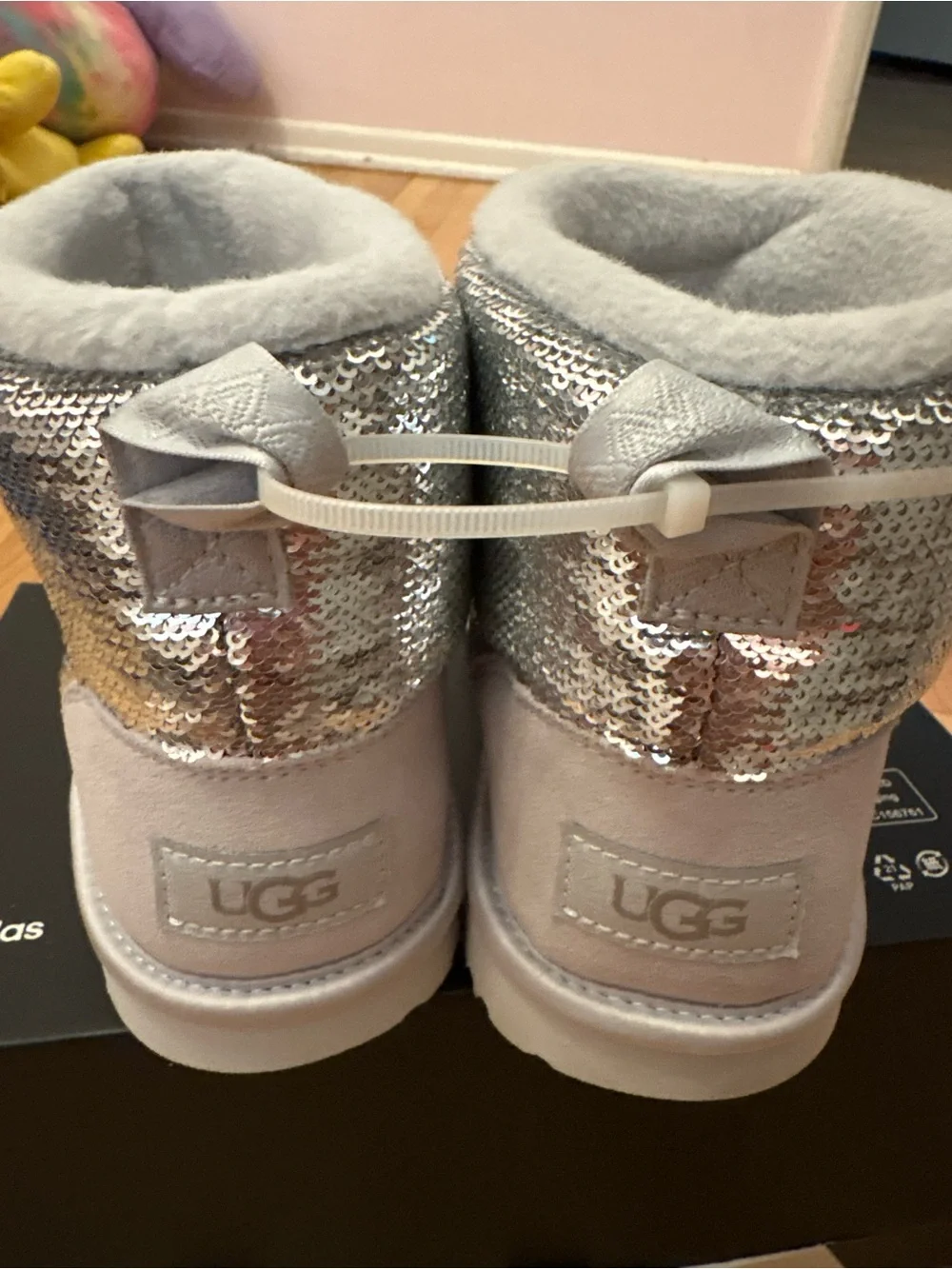UGG Kids Girls Silver Sequin Booties